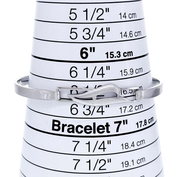 Vintage Sterling Silver 925 Diamond Modernist Bangle Bracelet 6.5" - Picture 5 of 7